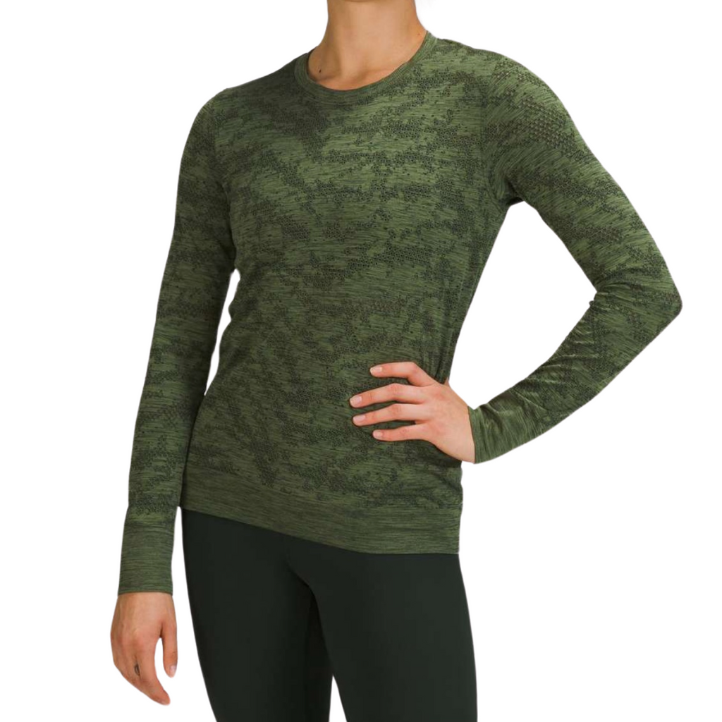 LULULEMON Swiftly Breathe Long Sleeve
Dot Scape Rainforest Green / Green Twill Size 10
