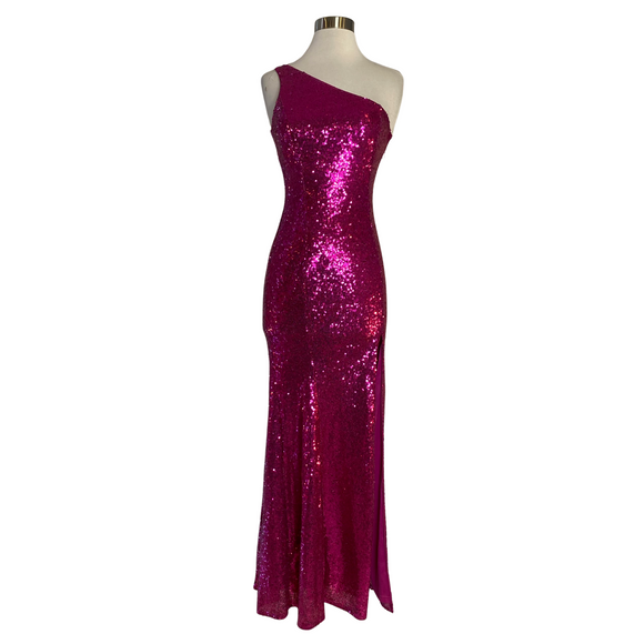 Lulu’s Long One Shoulder Gown Pink Size XS