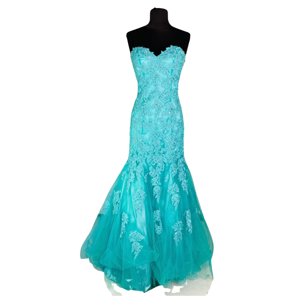 BOUTIQUE Long Strapless Gown Teal Size 4