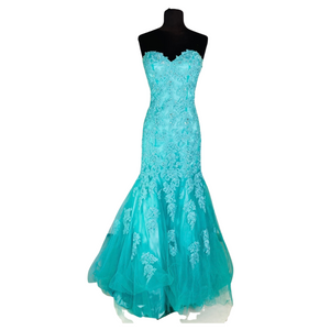 BOUTIQUE Long Strapless Gown Teal Size 4