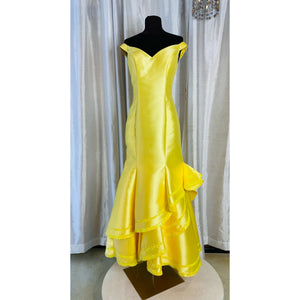 ELLIE WILDE Yellow Long Mermaid Gown Size 8