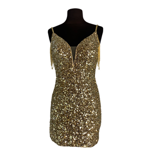 SOPHIA THOMAS Short Sequin Cocktail Dress Gold Size 2 Style Exchange Boutique PGH SOPHIA THOMAS Short Sequin Cocktail Dress Gold Size 2 Style Exchange Boutique PGH