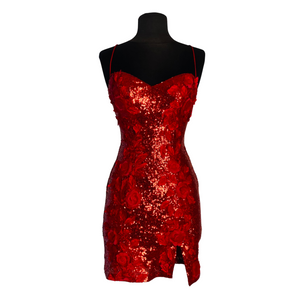 JOVANI Style #07667 Short Sequin Dress Red Size 0