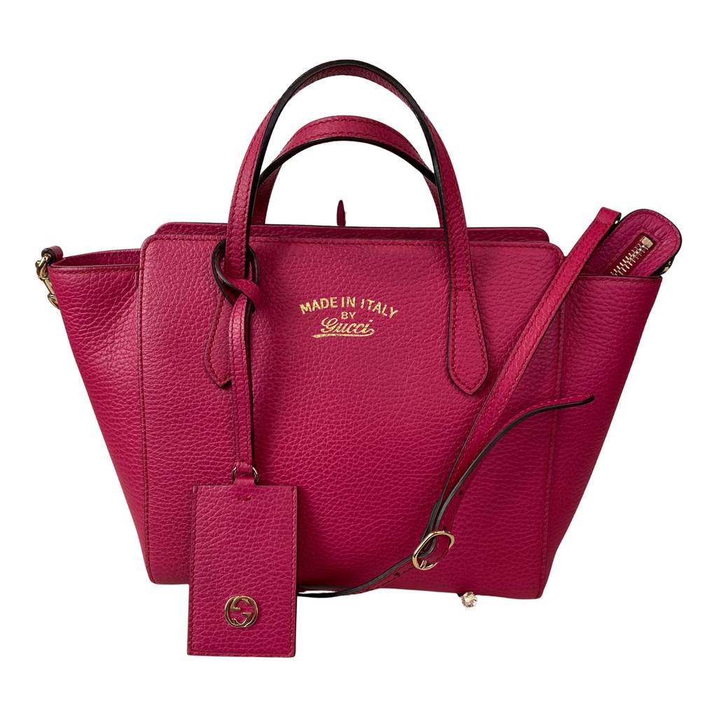 GUCCI Small Leather Swing Tote Crossbody Pink NWOT