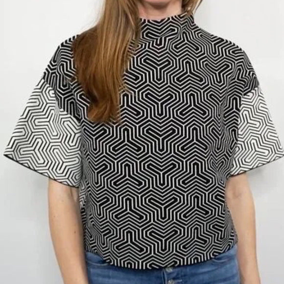 SASS & BIDE Mojo Kiko Geo Print Top Small NWT