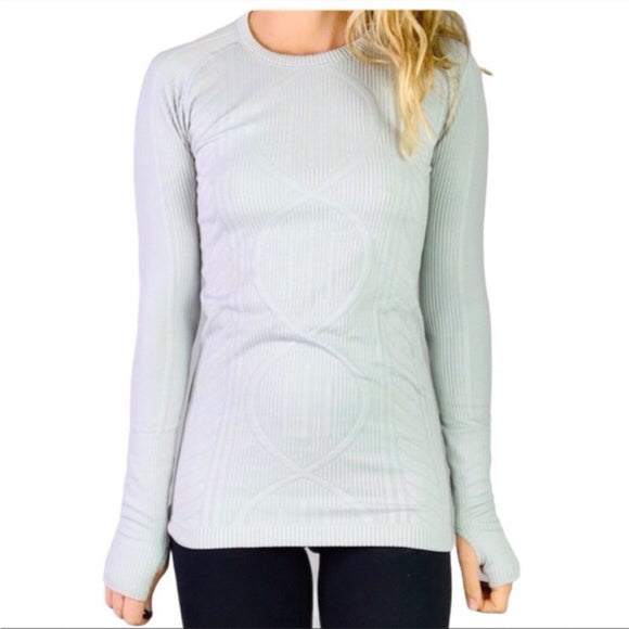 LULULEMON Rest Less Pullover Top Silver Spoon Size 10