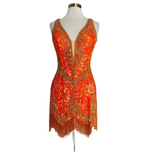 JOVANI Style 09906 Short Cocktail Dress Orange Size 4