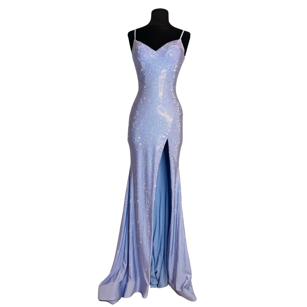SHERRI HILL Long Rhinestone Gown Periwinkle Size 0