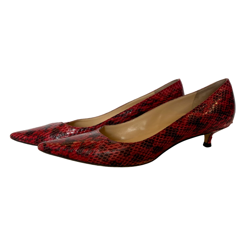 JIMMY CHOO Kitten Heel Red And Black Size 38.5