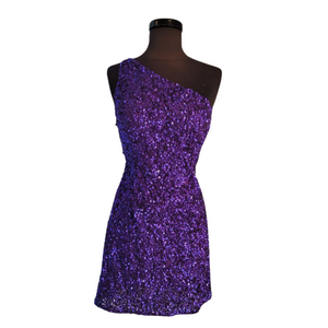 SHERRI HILL Style 55116 Short Sequin Dress Purple Size 2