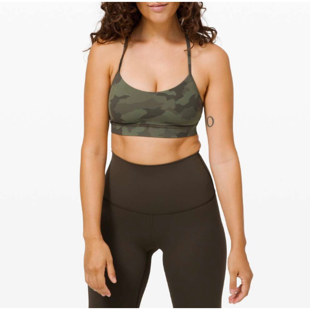 Lululemon Flow Y Bra Nulu 
Heritage 365 Camo Green Twill Multi Size 10