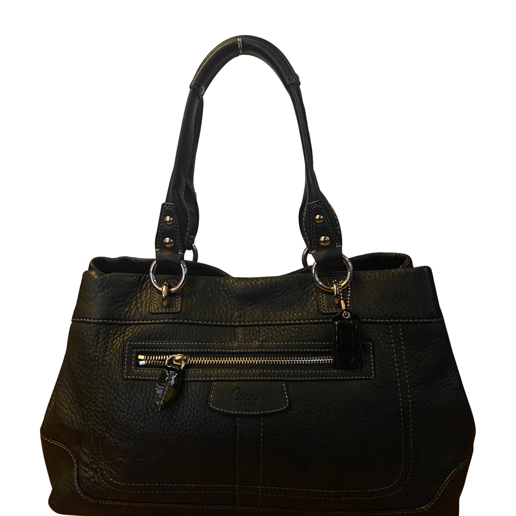 COACH Penelope Pebbled Leather Shoulder Bag Black # 14426