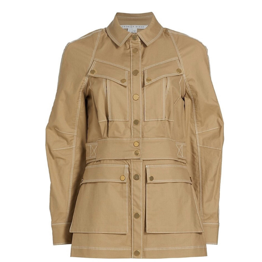 VERONICA BEARD Keswick Utilitarian Jacket Tan Size 12