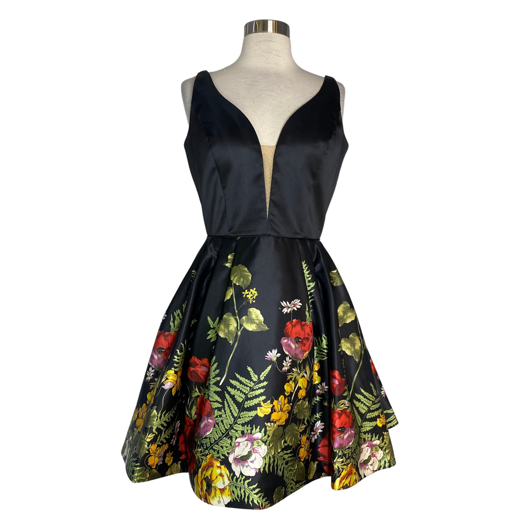 SHERRI HILL Style #50776 Short A-Line Dress Black/Floral Size 12 Style Exchange Boutique PGH SHERRI HILL Style #50776 Short A-Line Dress Black/Floral Size 12 Style Exchange Boutique PGH