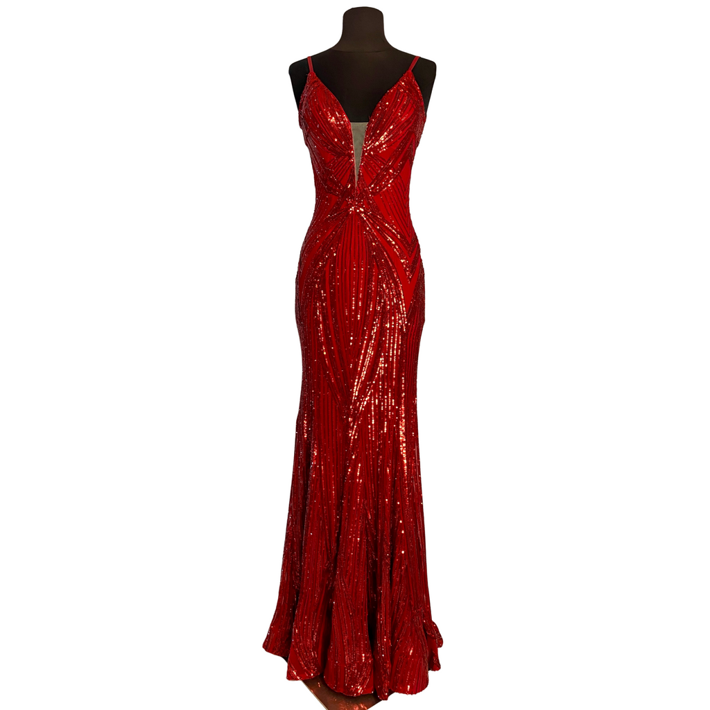 JOVANI Style 09693 Long Gown Red Size 4