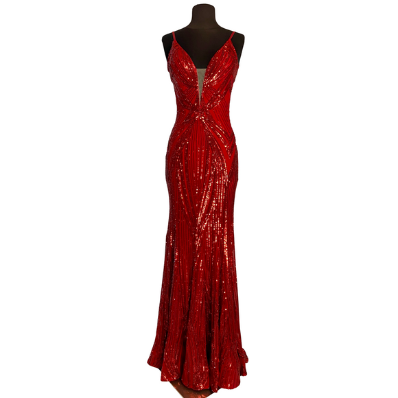 JOVANI Style 09693 Long Gown Red Size 4