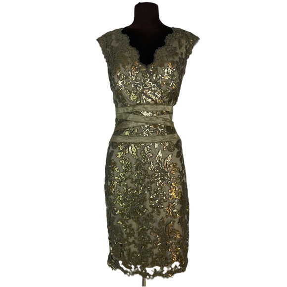 TADASHI Short Cocktail Dress Taupe Size 6