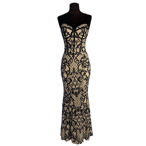 BOUTIQUE Long Gown Nude/Black Size Small