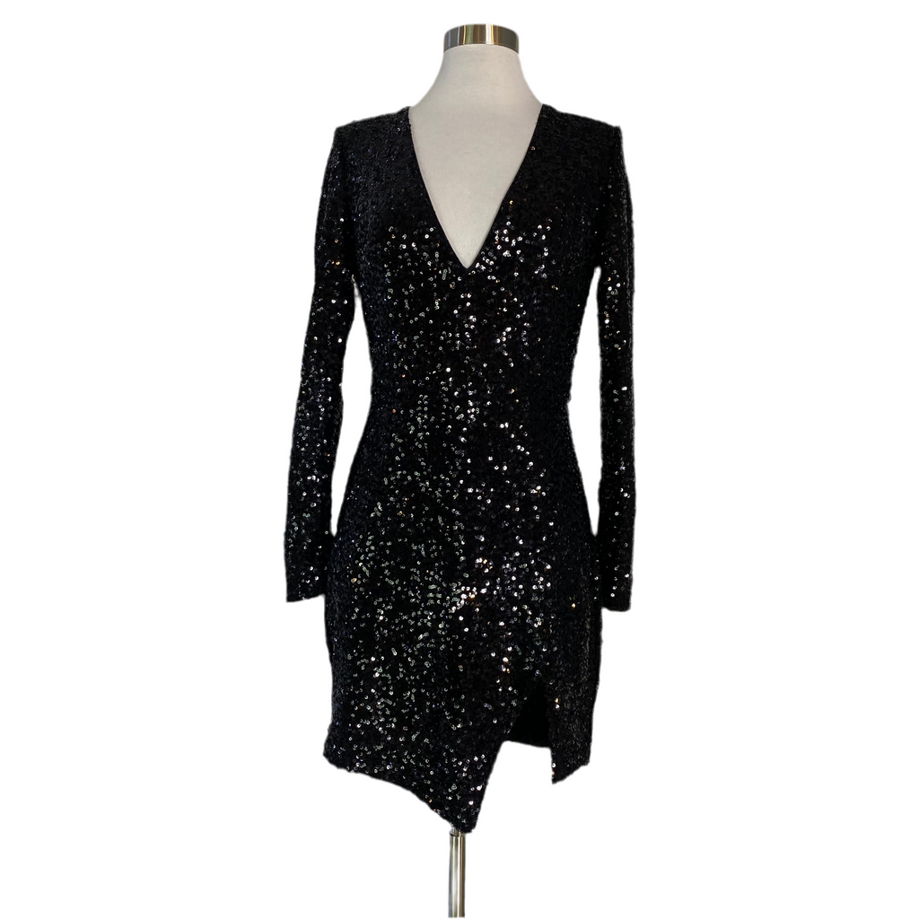 BEBE Short Sequin Dress Black Size Medium NWT