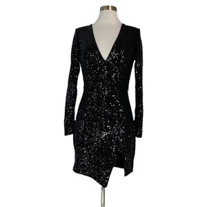 BEBE Short Sequin Dress Black Size Medium NWT