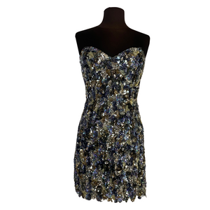 JOVANI Short Strapless Cocktail Dress Black Multi Size 12