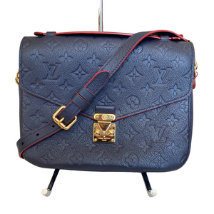 LOUIS VUITTON Pochette Metis Monogram Empreinte Leather Navy Crossbody Shoulder Bag