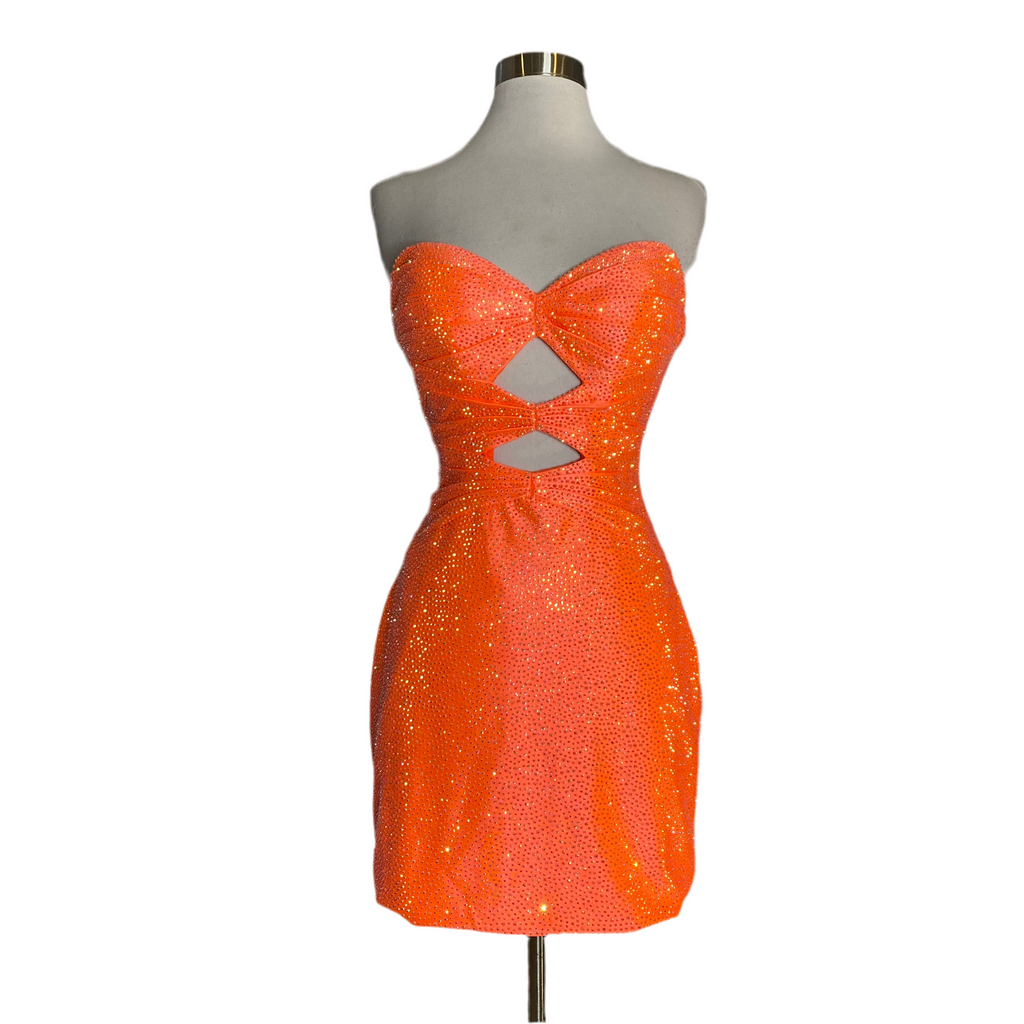 SHERRI HILL Style Short Cocktail Dress Orange Size 2