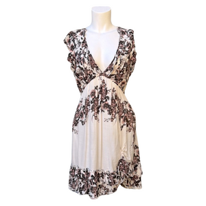 FREE PEOPLE Rose Print Ruffle Frock Dress Size Small