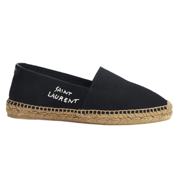 YSL Saint Laurent Signature Espadrille Shoes Black/Natural Size 35+