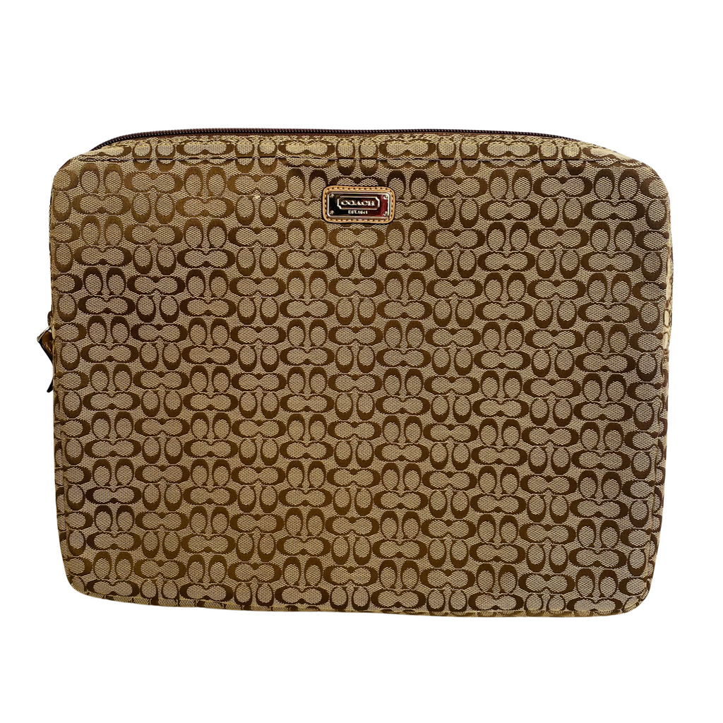 COACH Signature C Jacquard Laptop Case Brown