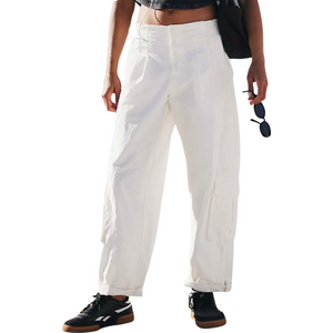 FREE PEOPLE Mesmerize Me Solid Pants White Size Small