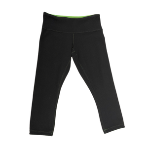 LULULEMON Black/Green Wunder Under Reversible Crop Leggings Size 2