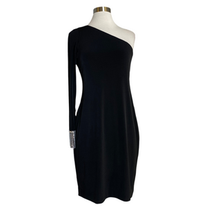 CALVIN KLEIN One Shoulder Cocktail Dress Black Size 6