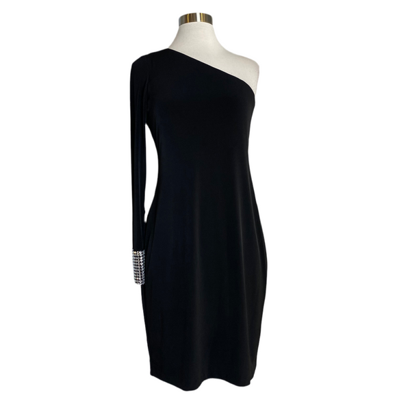 CALVIN KLEIN One Shoulder Cocktail Dress Black Size 6