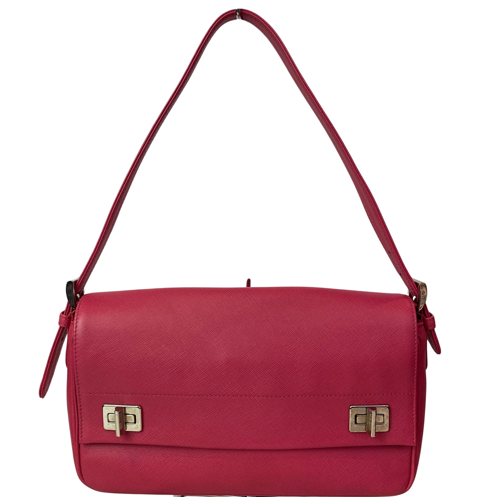 PRADA Pink Saffiano Leather Turnlock Shoulder Bag NWT