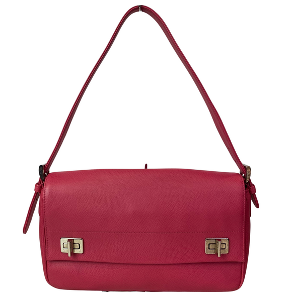PRADA Pink Saffiano Leather Turnlock Shoulder Bag NWT