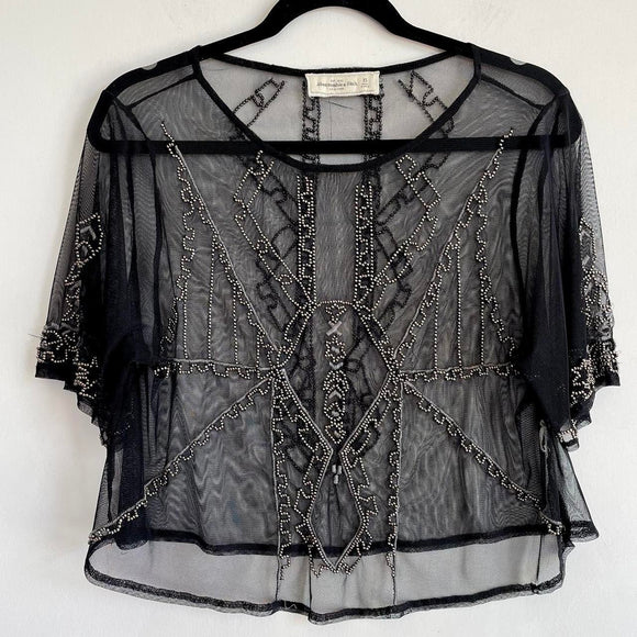 ABERCROMBIE & Fitch Sheer Beaded Blouse Extra Small NWT