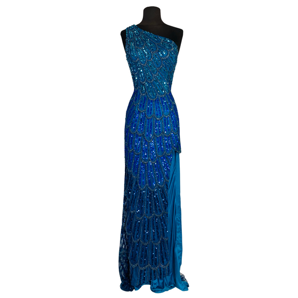ASHLEY LAUREN Style 11284 Long Gown Peacock Size 6