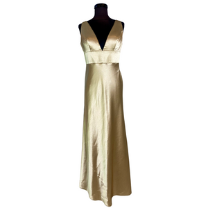 JENNY YOO Long Satin Gown Champagne Size 12