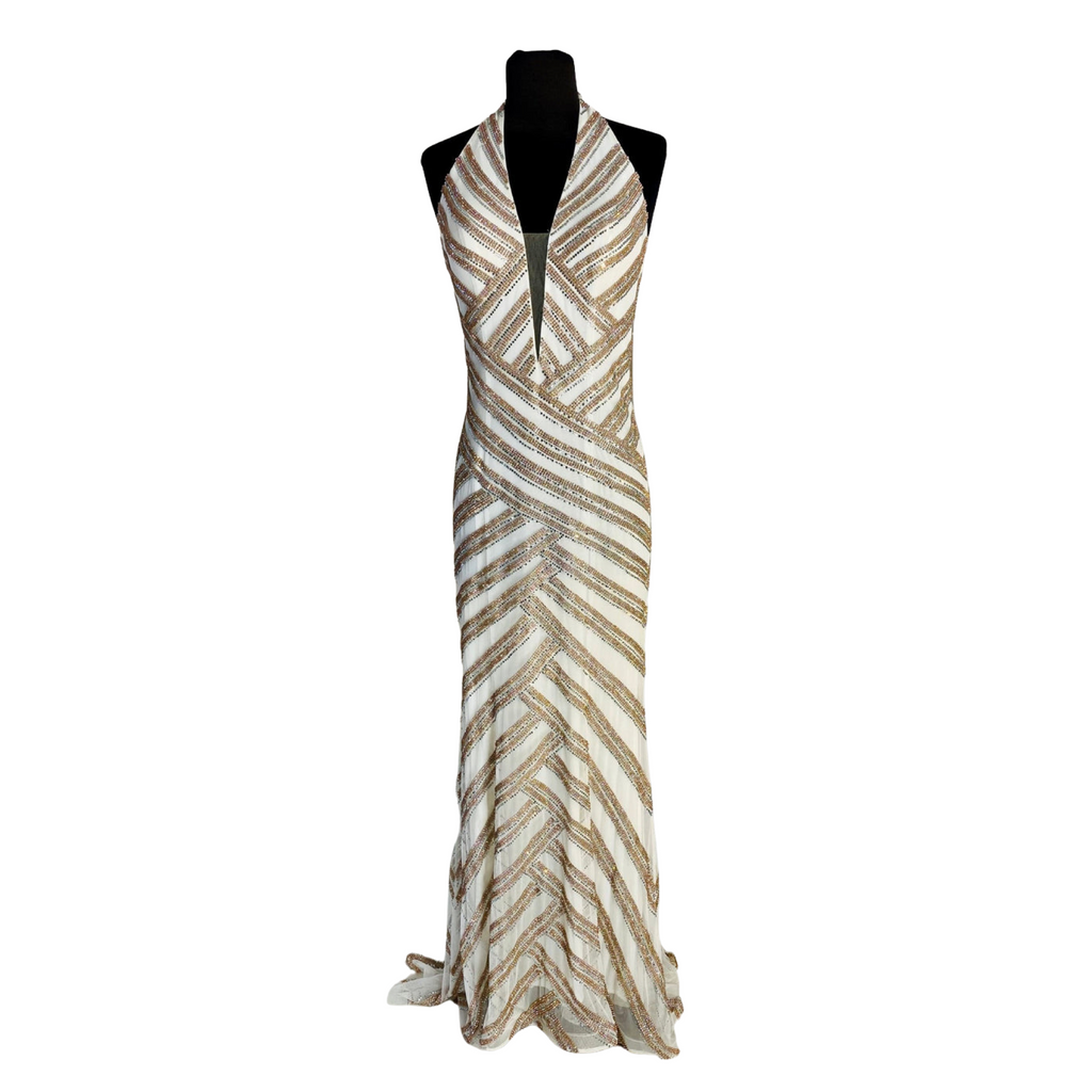 BOUTIQUE Long Gown White/Rose Gold Size 8