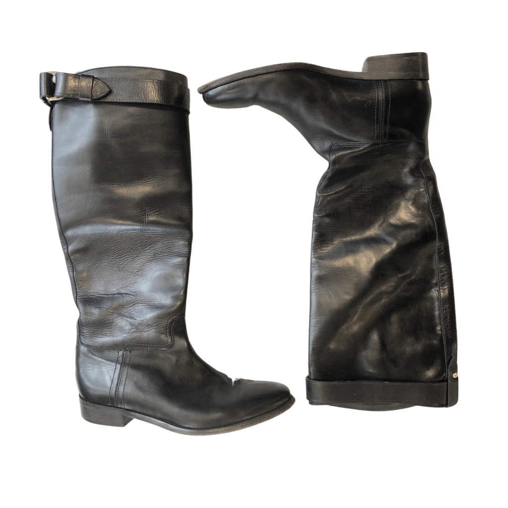 BURBERRY Black Leather Riding Boots Size 39.5 Style Exchange Boutique PGH