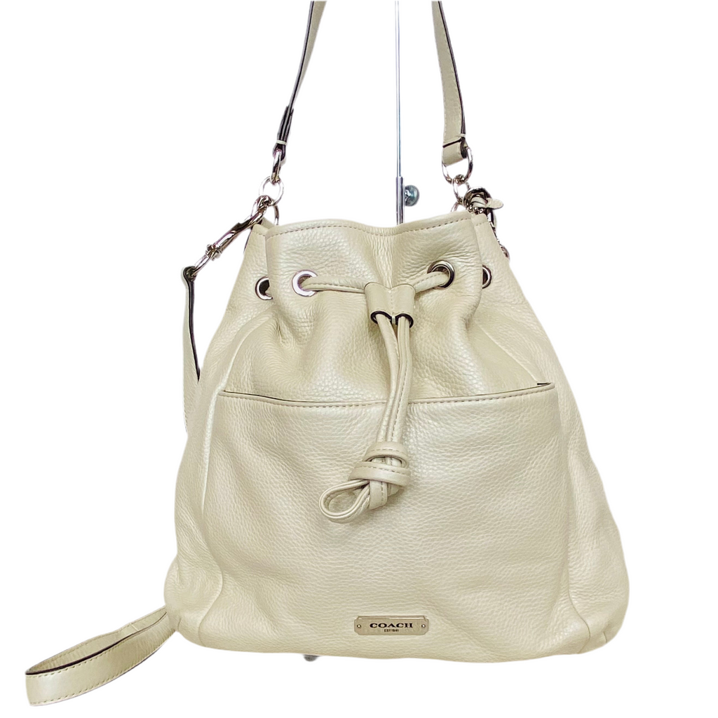 COACH Avery Leather Shoulder Bag Pearl/Ivory #F27003