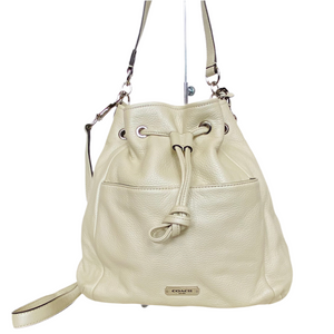 COACH Avery Leather Shoulder Bag Pearl/Ivory #F27003