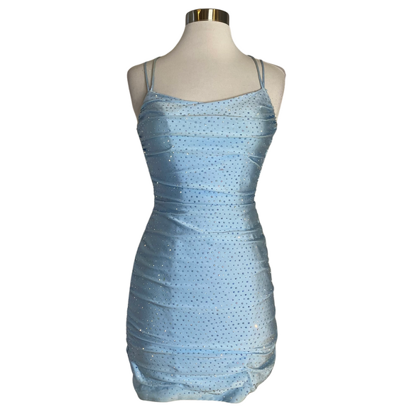 SHERRI HILL Style 53988 Short Dress Light Blue Size 0