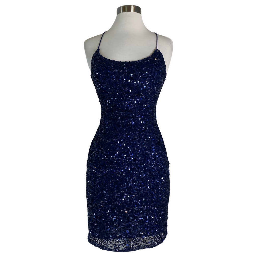 PRIMAVERA Short Sequin Dress Navy Size 0