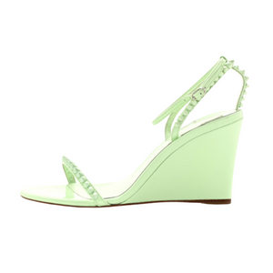 CHRISTIAN LOUBOUTIN
Patent Calfskin So Me Spike 85 Wedge Sandals Heels Size 38 In Studio Green