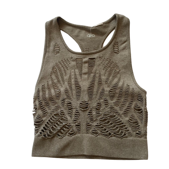 ALO Cropped Workout Top Tan Size XS