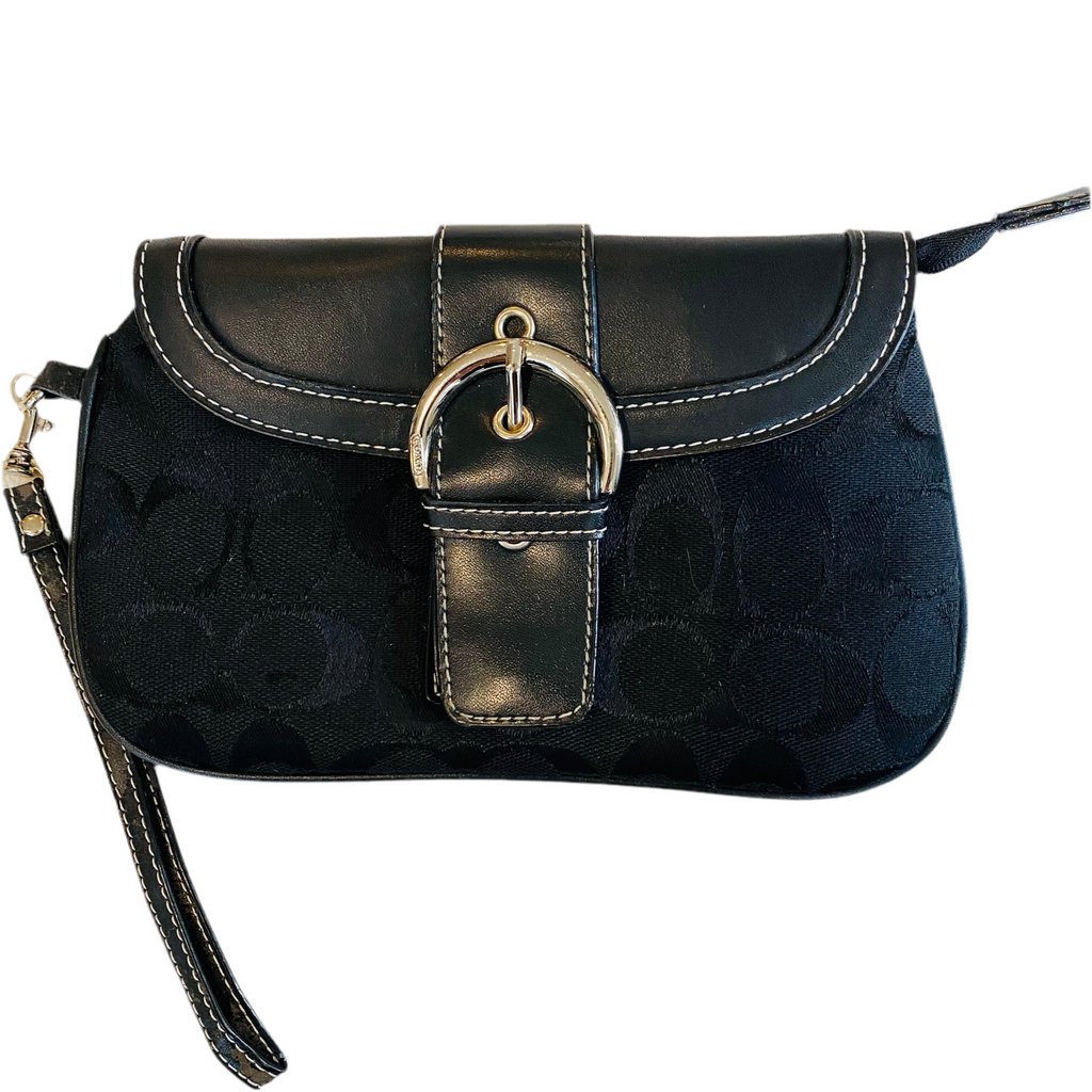 COACH Soho Wristlet Signature C Black