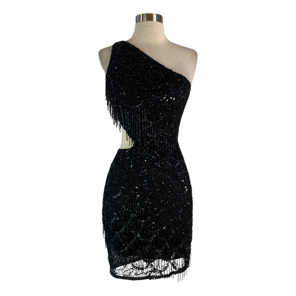PRIMAVERA Style 3836 Short Cut Out Gown Black Size 2