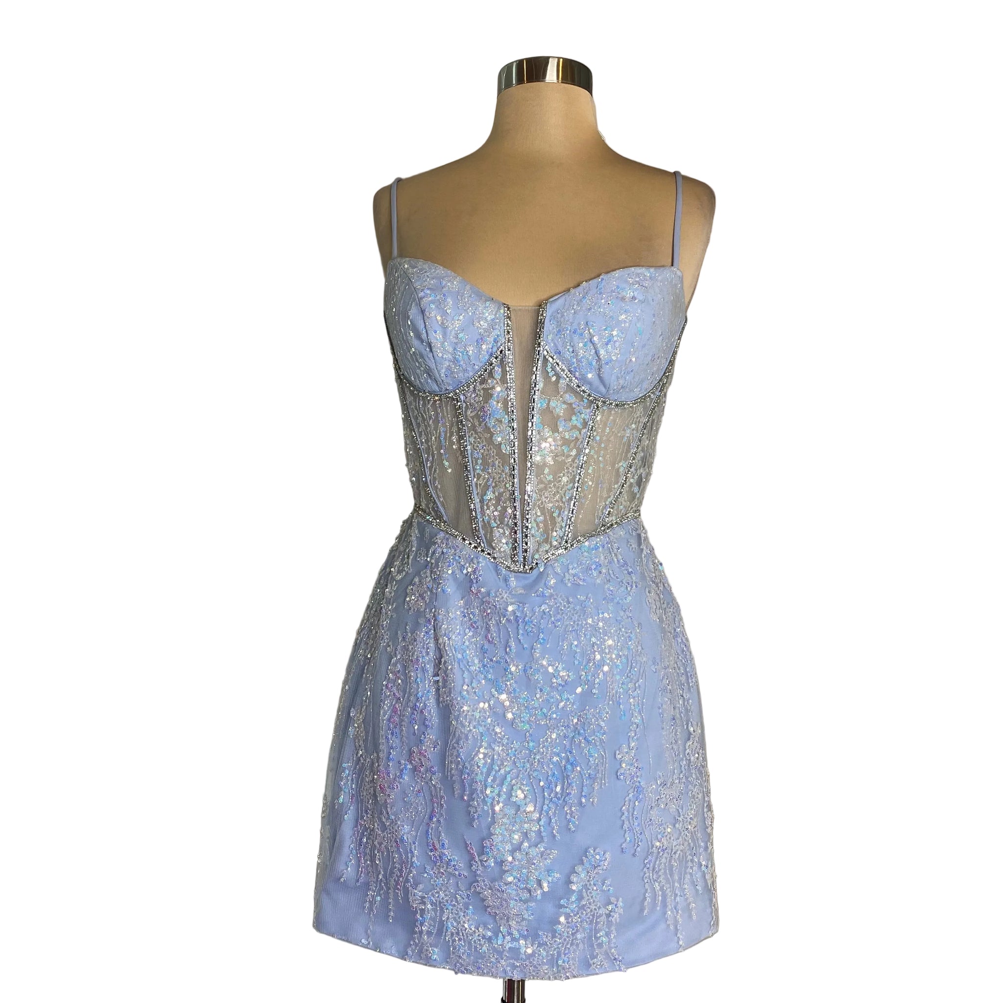 sachin and babi light blue dress Jovani Prom Dress 43932 12 / Nude/Silver main image 1